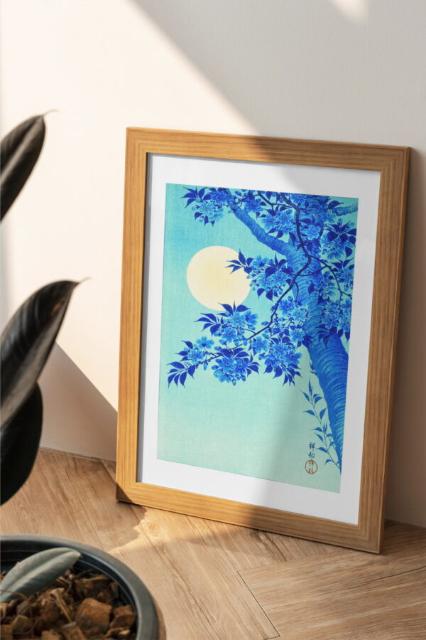 blossom cherry blue japan wooden wall art